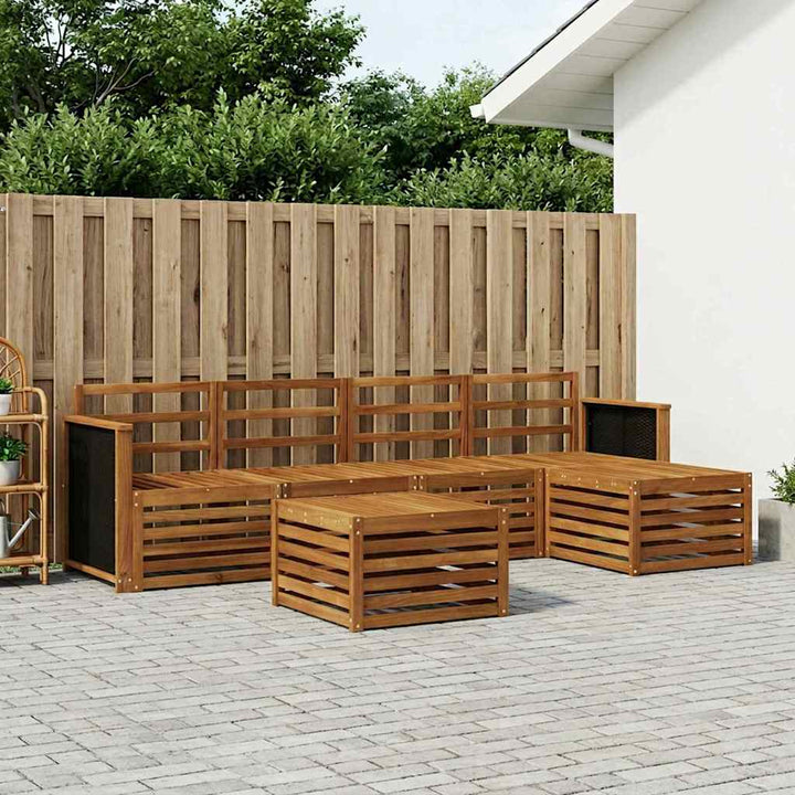 Udendørs sofagruppe 6 pcs Naturfarvet