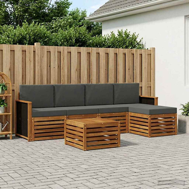 Udendørs sofagruppe med pude 6 pcs Naturlig og Antracit