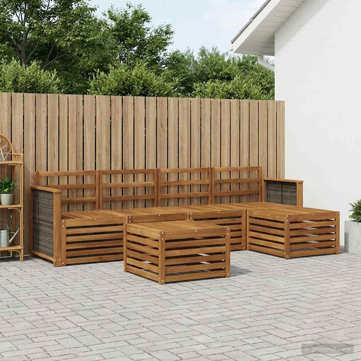 Udendørs sofagruppe 6 pcs Naturfarvet