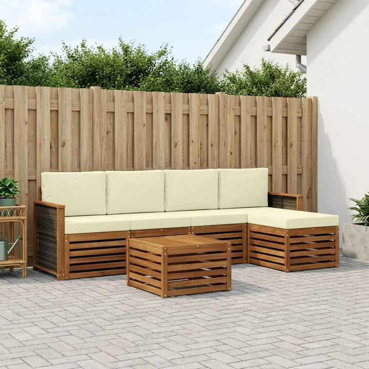 Udendørs sofagruppe med pude 6 pcs Naturlig og Fløde