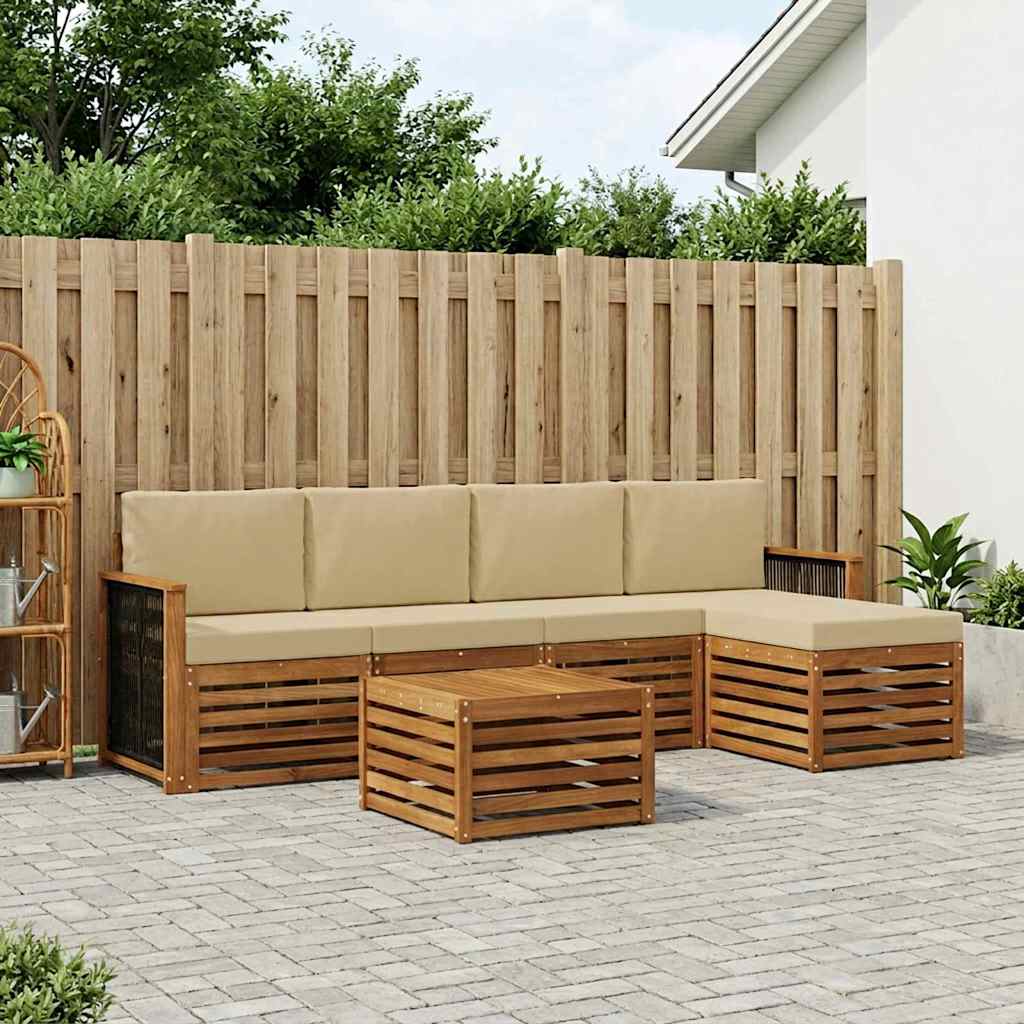 Udendørs sofagruppe 6 stk. Naturlig og Beige