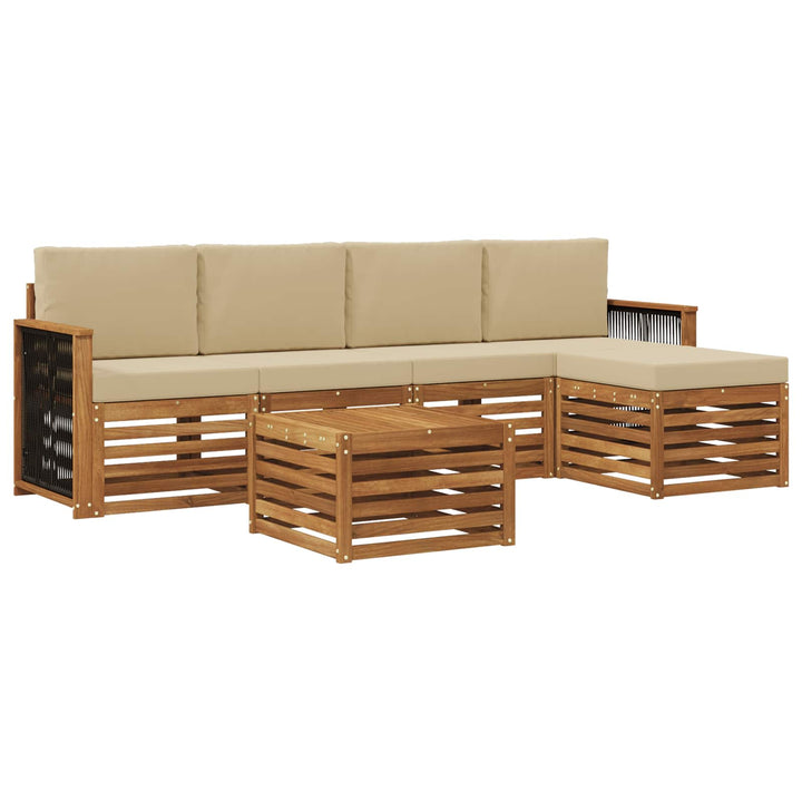 Udendørs sofagruppe 6 stk. Naturlig og Beige