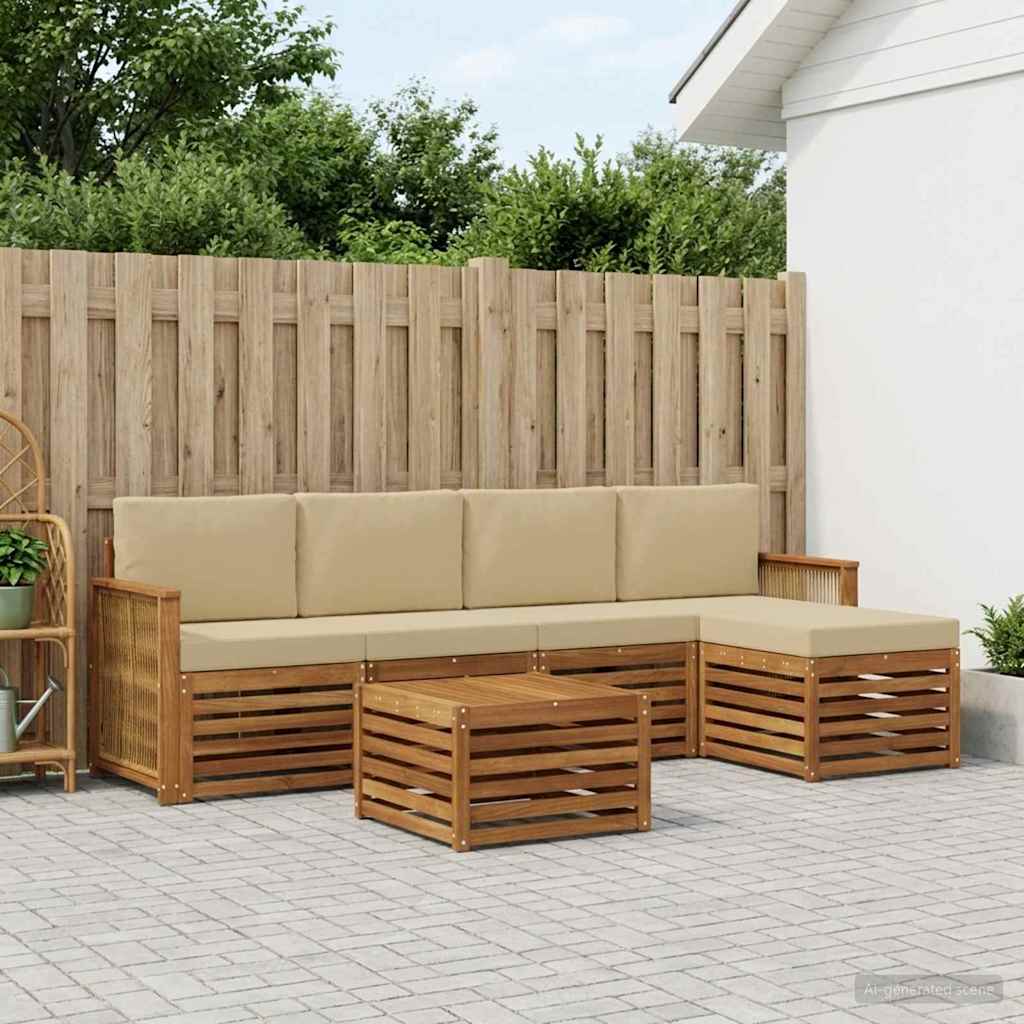 Udendørs sofagruppe 6 stk. Naturlig og Beige