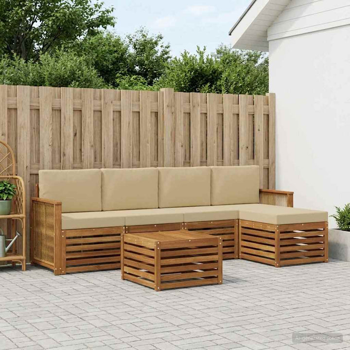Udendørs sofagruppe 6 stk. Naturlig og Beige
