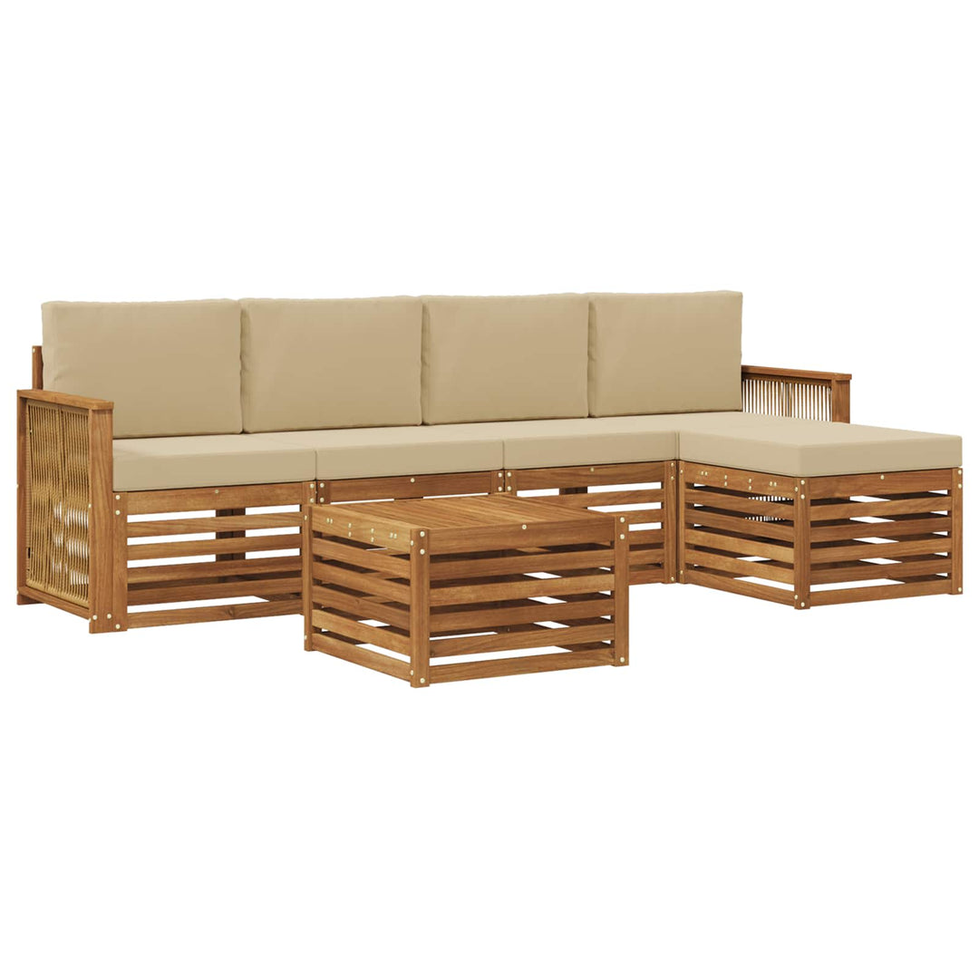 Udendørs sofagruppe 6 stk. Naturlig og Beige