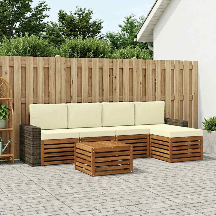 Udendørs sofagruppe med pude 6 pcs Naturlig og Fløde