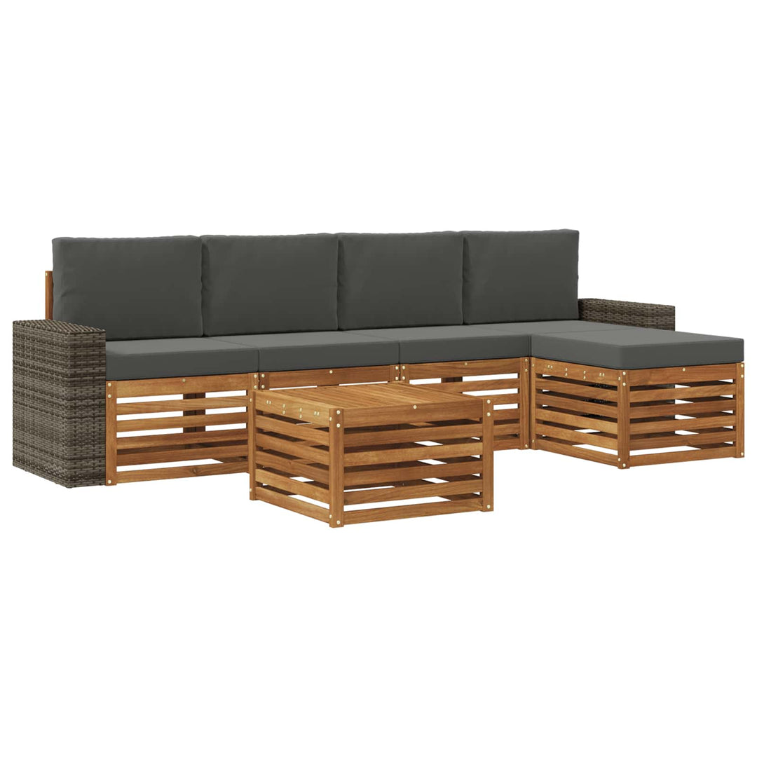 Udendørs sofagruppe 6 pcs Naturlig og Antracit