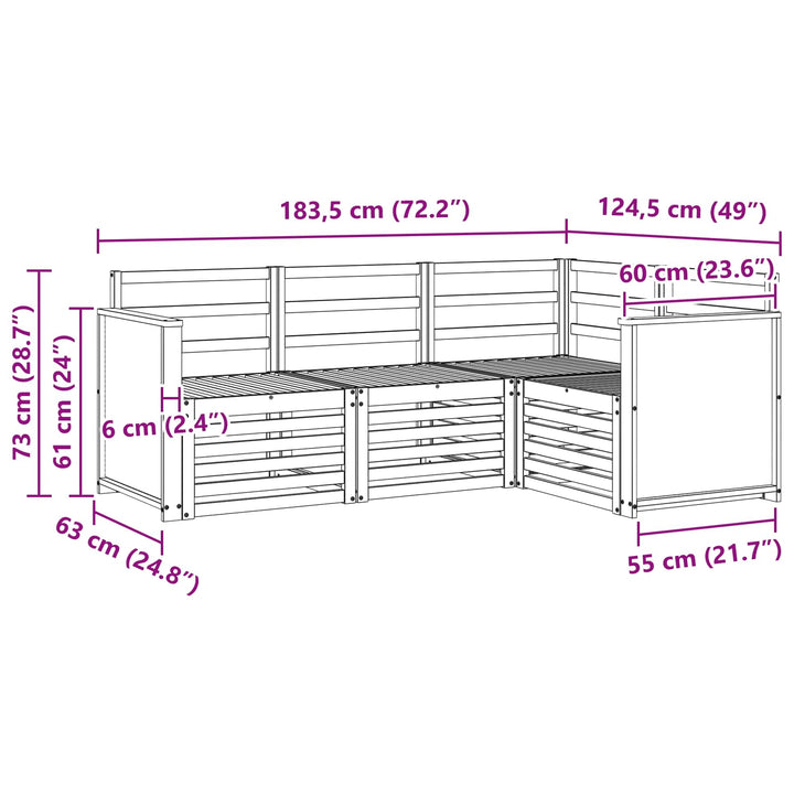 Sofasæt 4 pcs Massivt Akacietræ
