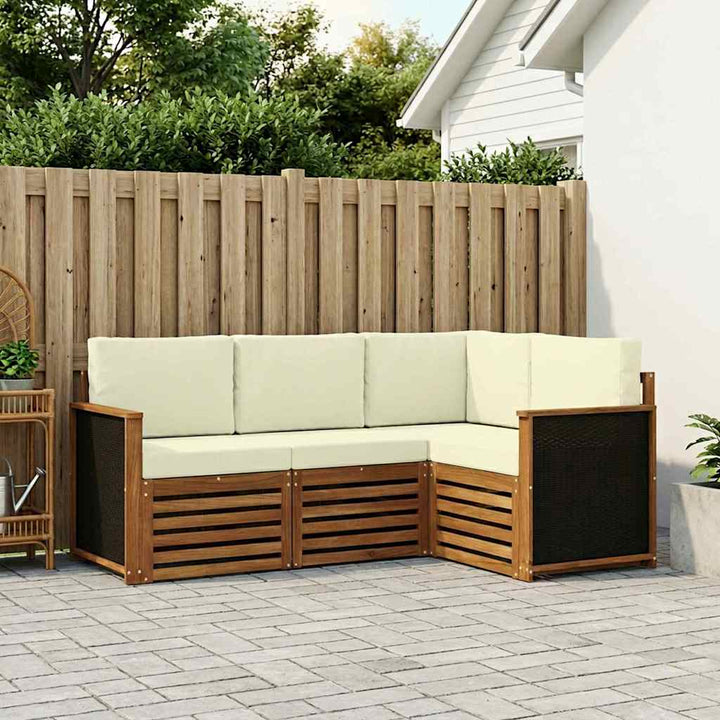 Sofasæt med pude 4 pcs Massivt Akacietræ