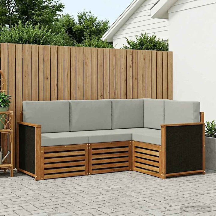 Sofasæt med pude 4 pcs Massivt Akacietræ