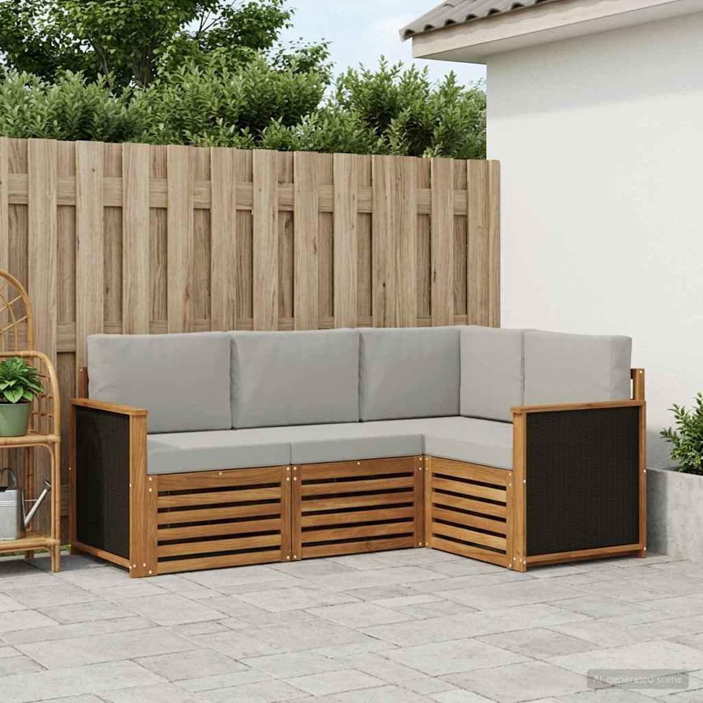 Sofasæt med pude 4 pcs Massivt Akacietræ