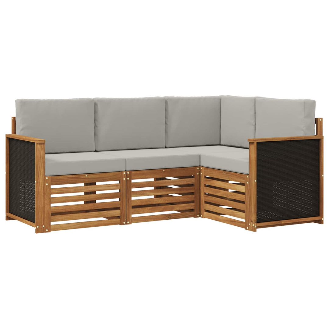 Sofasæt med pude 4 pcs Massivt Akacietræ