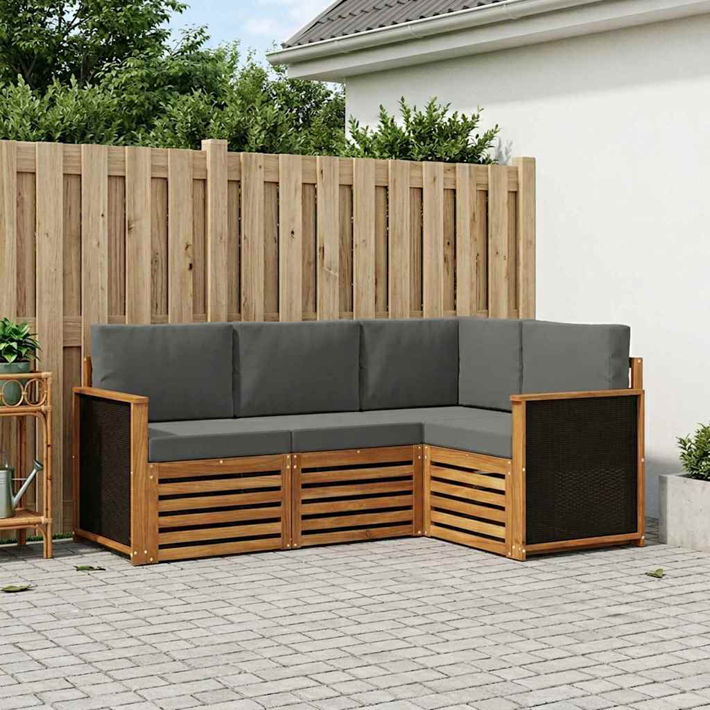 Sofasæt med pude 4 pcs Massivt Akacietræ