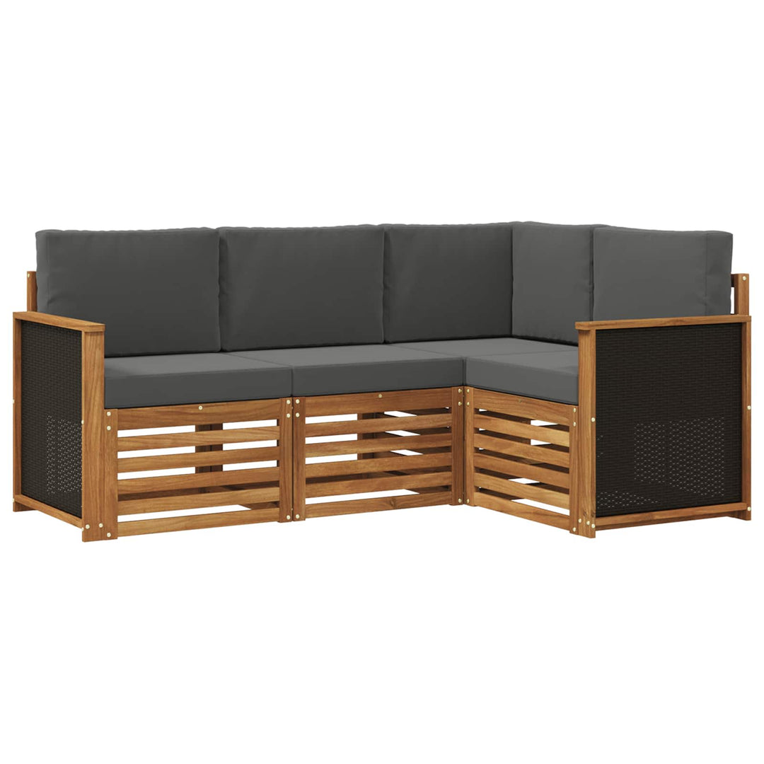 Sofasæt med pude 4 pcs Massivt Akacietræ
