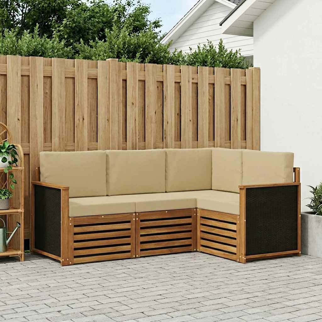 Sofasæt med pude 4 pcs Massivt Akacietræ