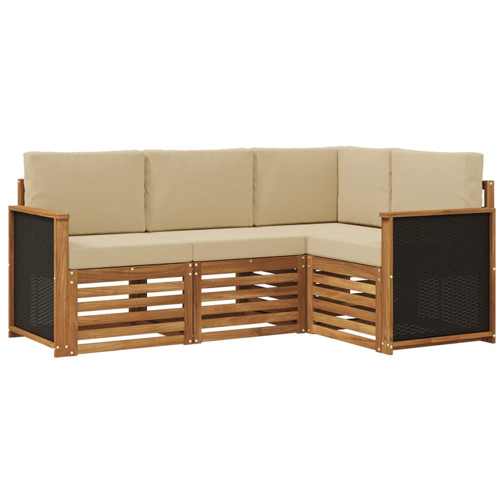 Sofasæt med pude 4 pcs Massivt Akacietræ