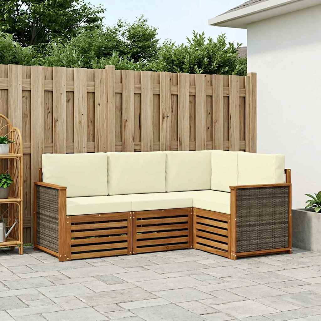 Sofasæt med pude 4 pcs Massivt Akacietræ