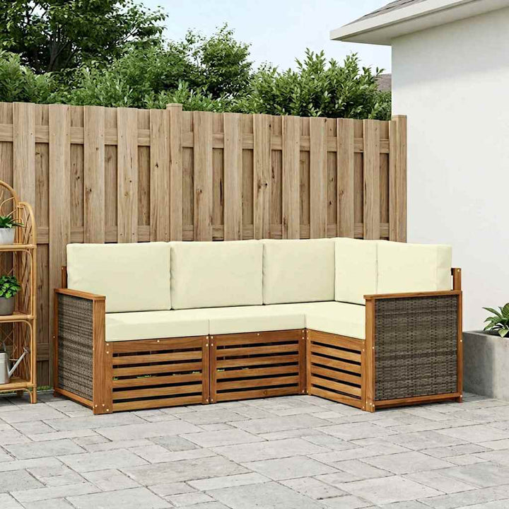 Sofasæt med pude 4 pcs Massivt Akacietræ