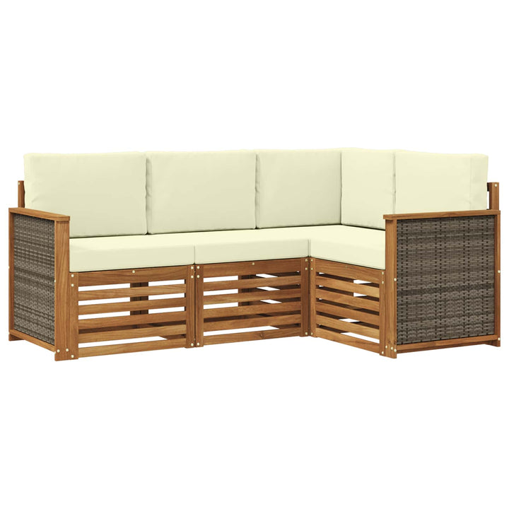 Sofasæt med pude 4 pcs Massivt Akacietræ
