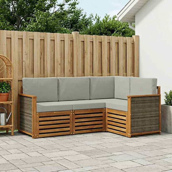 Sofasæt med pude 4 pcs Massivt Akacietræ