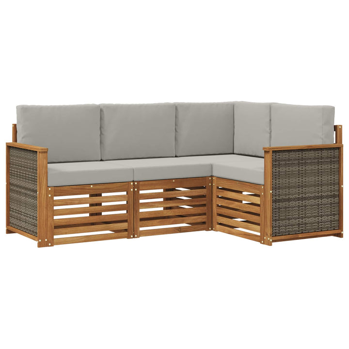 Sofasæt med pude 4 pcs Massivt Akacietræ