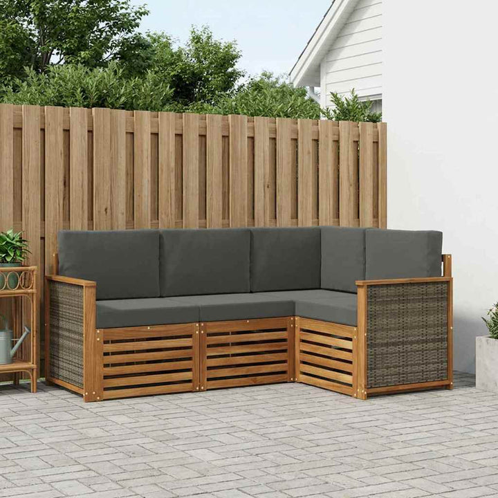 Sofasæt med pude 4 pcs Massivt Akacietræ