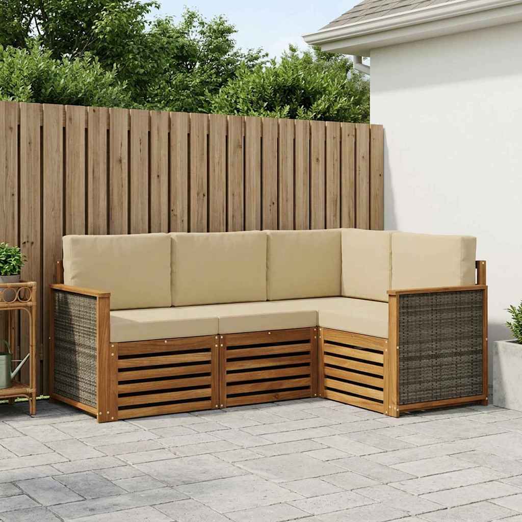 Sofasæt med pude 4 pcs Massivt Akacietræ