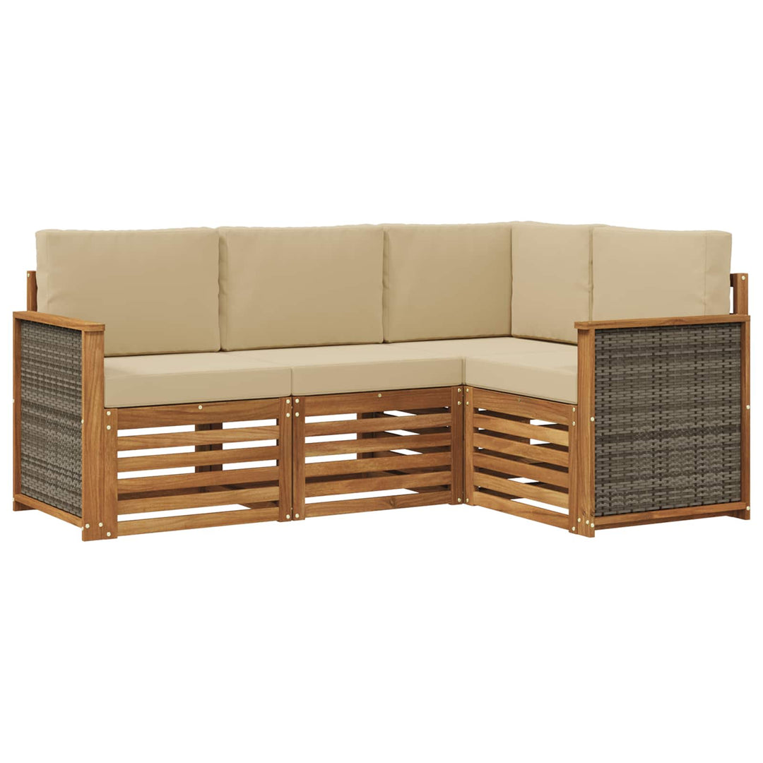 Sofasæt med pude 4 pcs Massivt Akacietræ