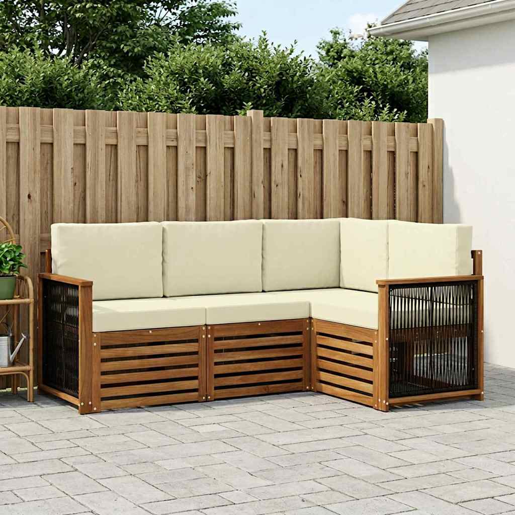 Sofasæt med pude 4 pcs Massivt Akacietræ