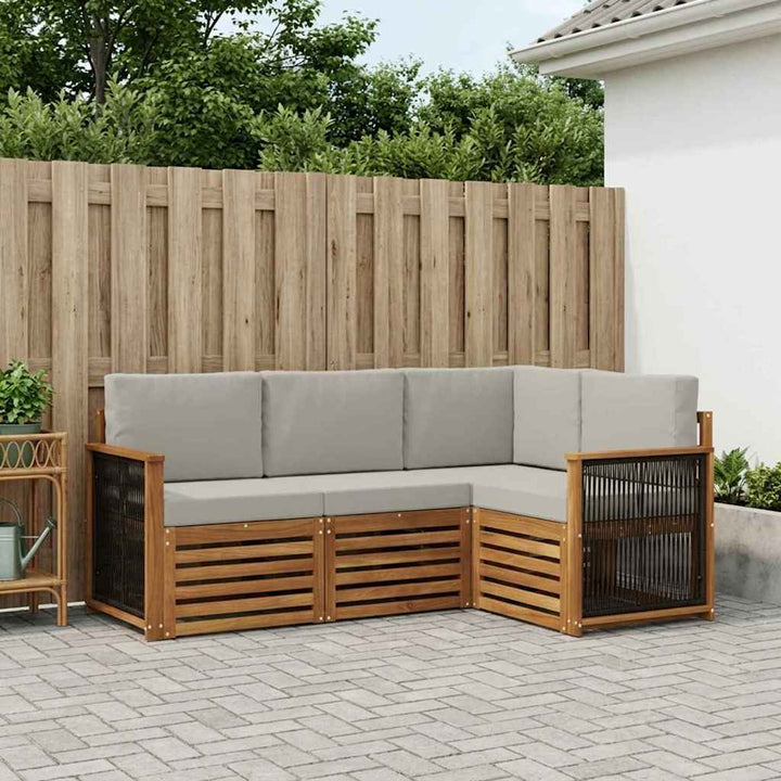 Sofasæt med pude 4 pcs Massivt Akacietræ