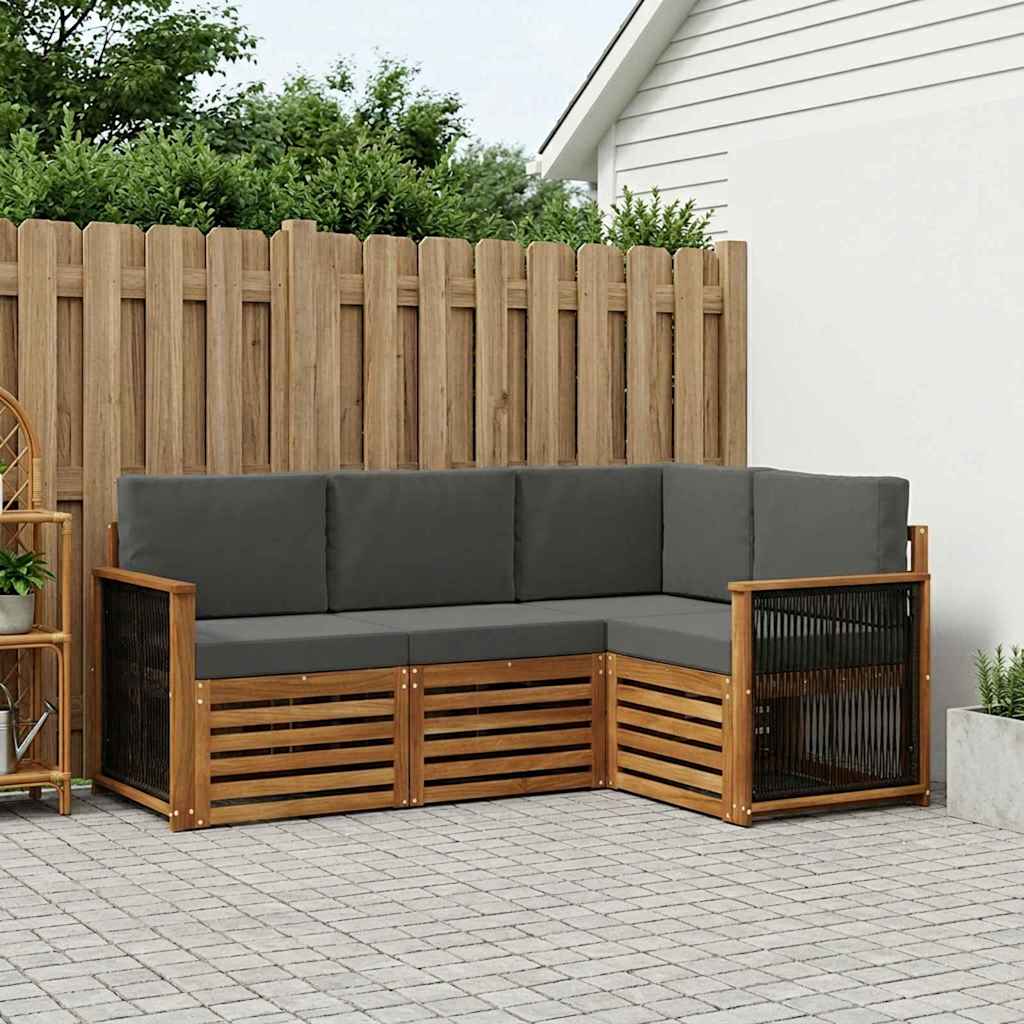 Sofasæt med pude 4 pcs Massivt Akacietræ