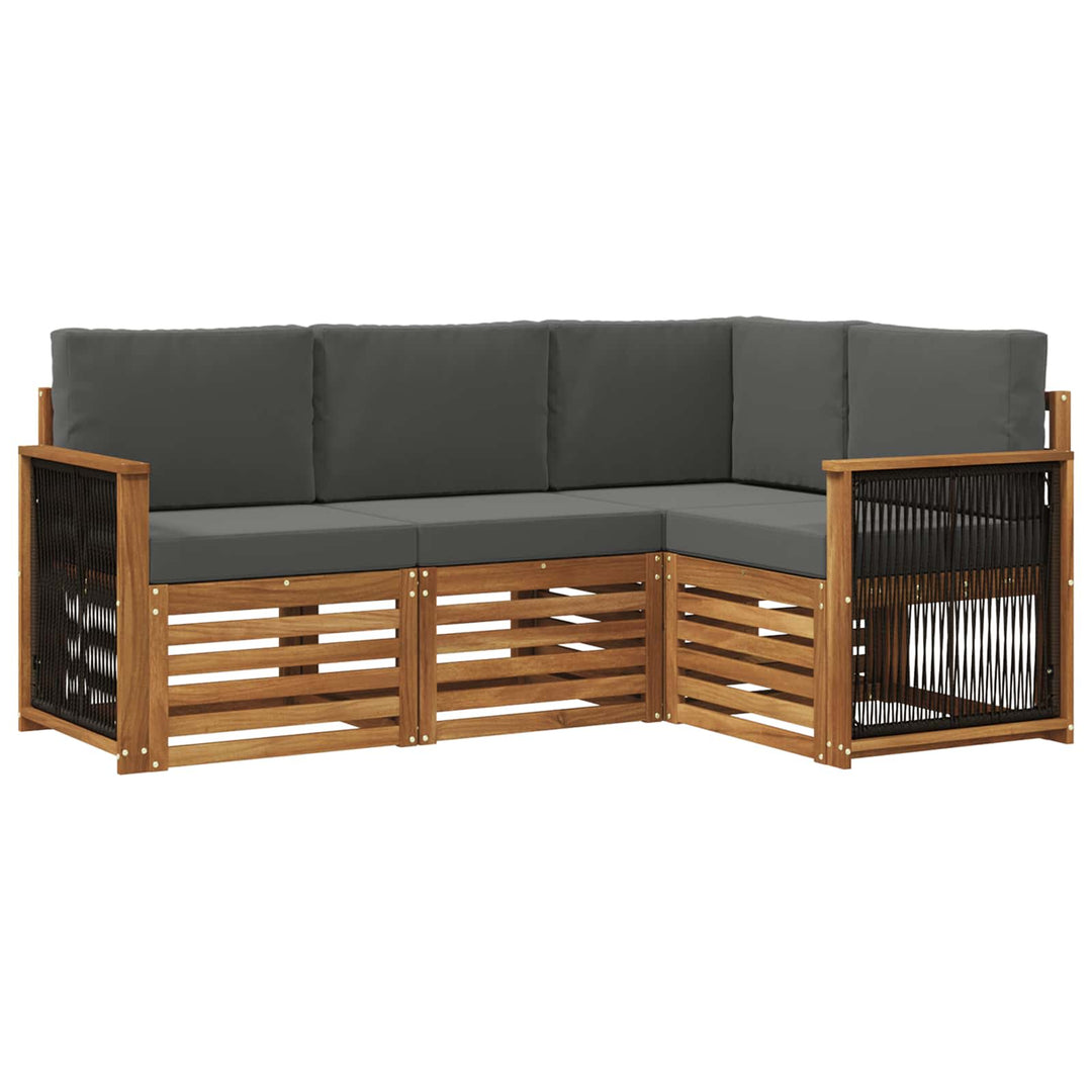 Sofasæt med pude 4 pcs Massivt Akacietræ