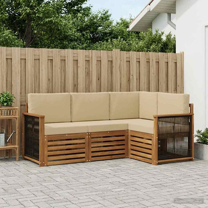 Sofasæt med pude 4 pcs Massivt Akacietræ