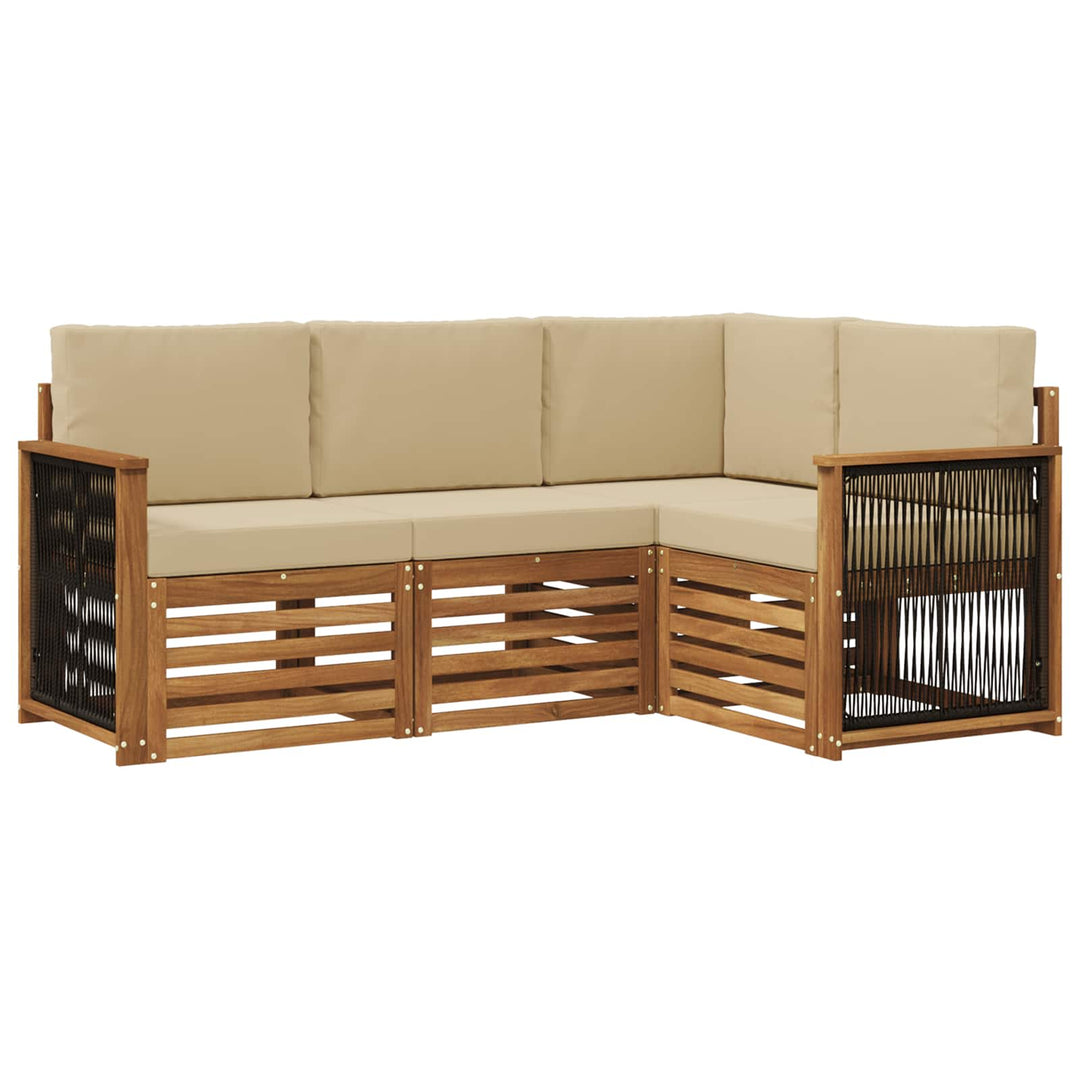 Sofasæt med pude 4 pcs Massivt Akacietræ