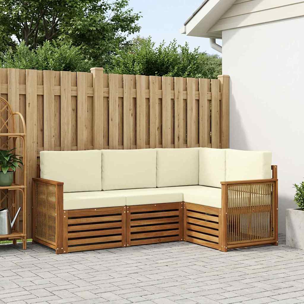 Sofasæt med pude 4 pcs Massivt Akacietræ