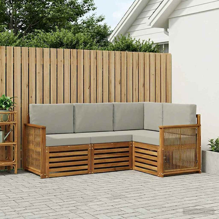 Sofasæt med pude 4 pcs Massivt Akacietræ