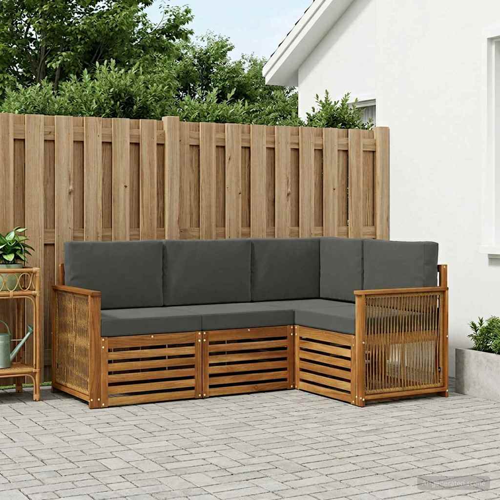 Sofasæt med pude 4 pcs Massivt Akacietræ