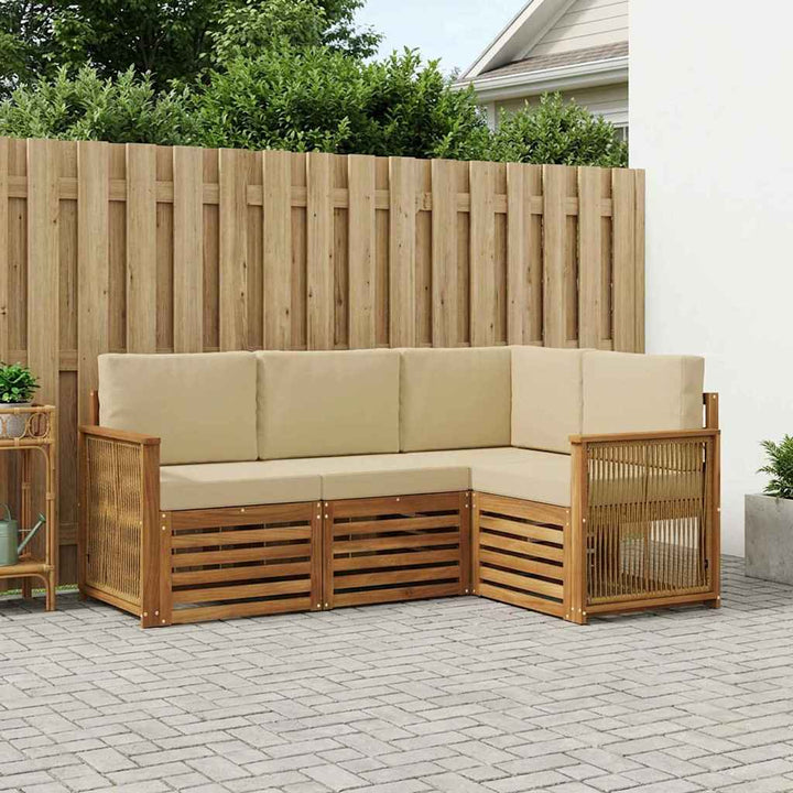 Sofasæt med pude 4 pcs Massivt Akacietræ