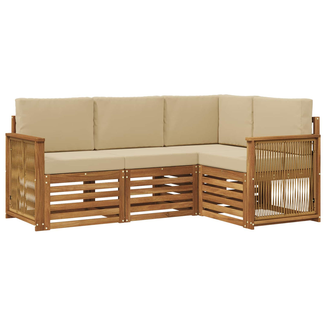 Sofasæt med pude 4 pcs Massivt Akacietræ