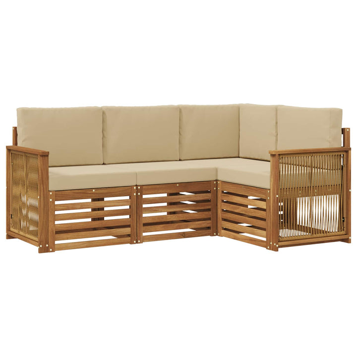 Sofasæt med pude 4 pcs Massivt Akacietræ