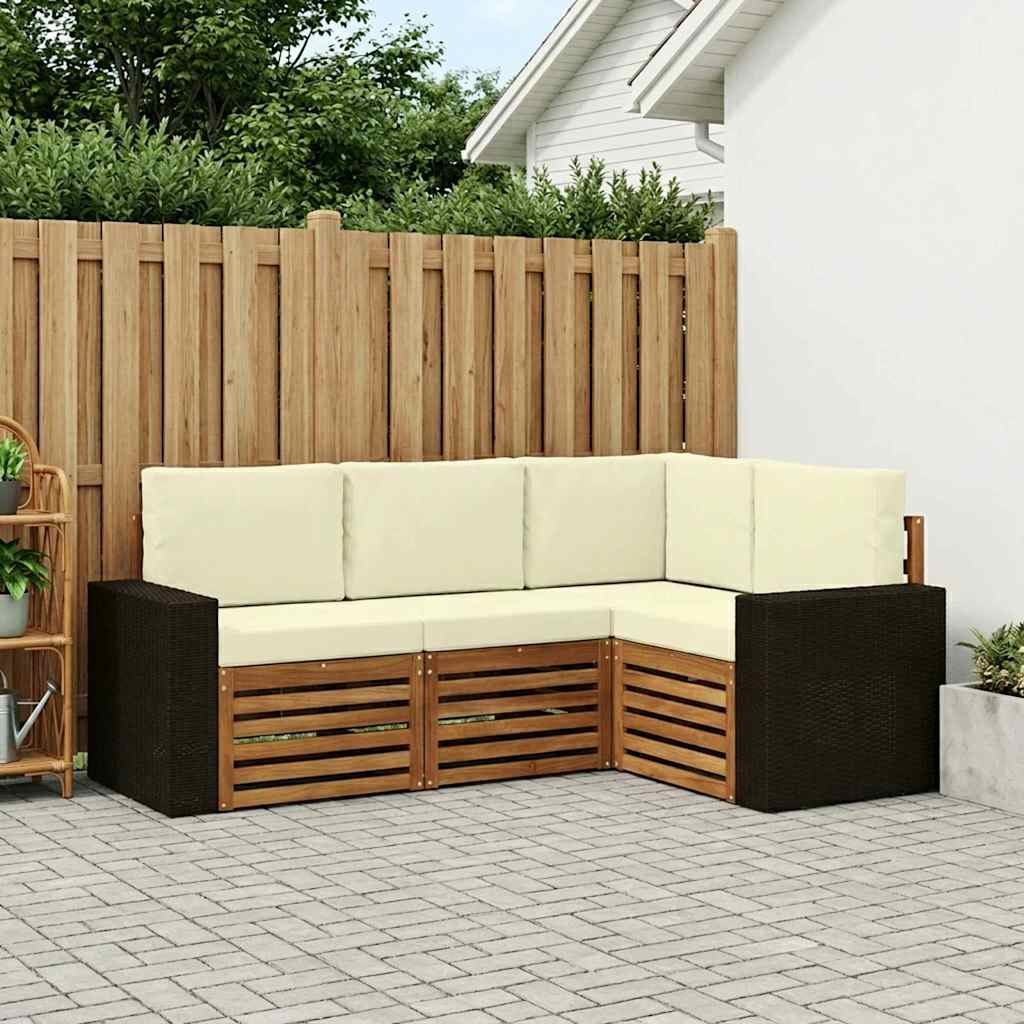 Sofasæt med pude 4 pcs Massivt Akacietræ