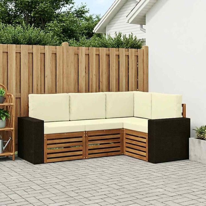 Sofasæt med pude 4 pcs Massivt Akacietræ
