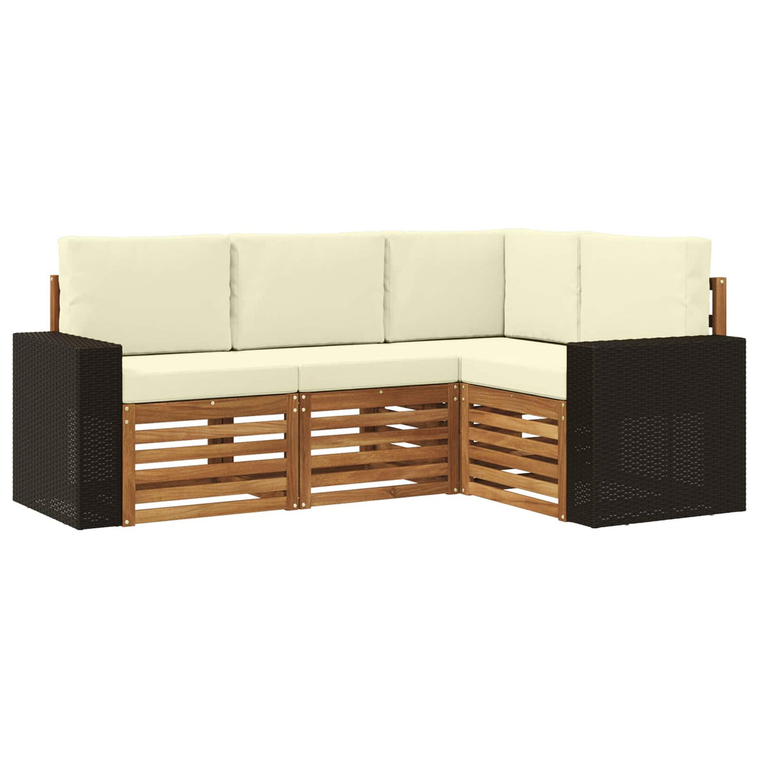 Sofasæt med pude 4 pcs Massivt Akacietræ