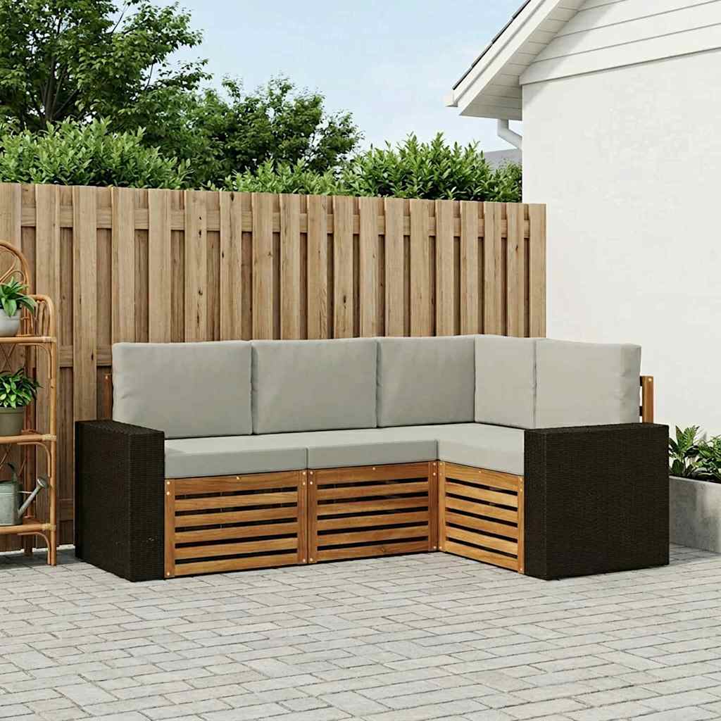 Sofasæt med pude 4 pcs Massivt Akacietræ