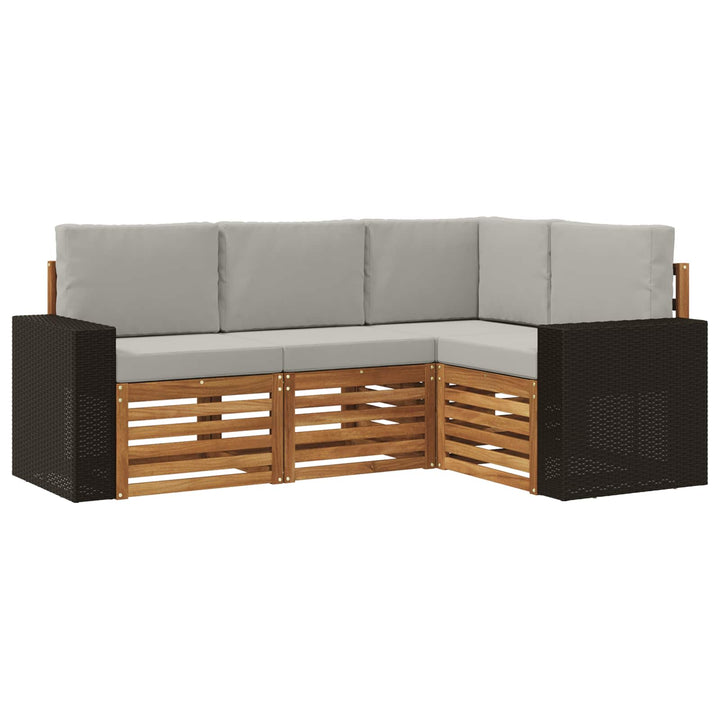 Sofasæt med pude 4 pcs Massivt Akacietræ