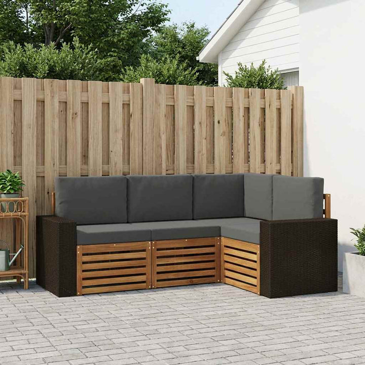 Sofasæt med pude 4 pcs Massivt Akacietræ