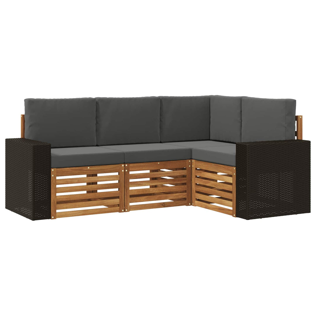 Sofasæt med pude 4 pcs Massivt Akacietræ