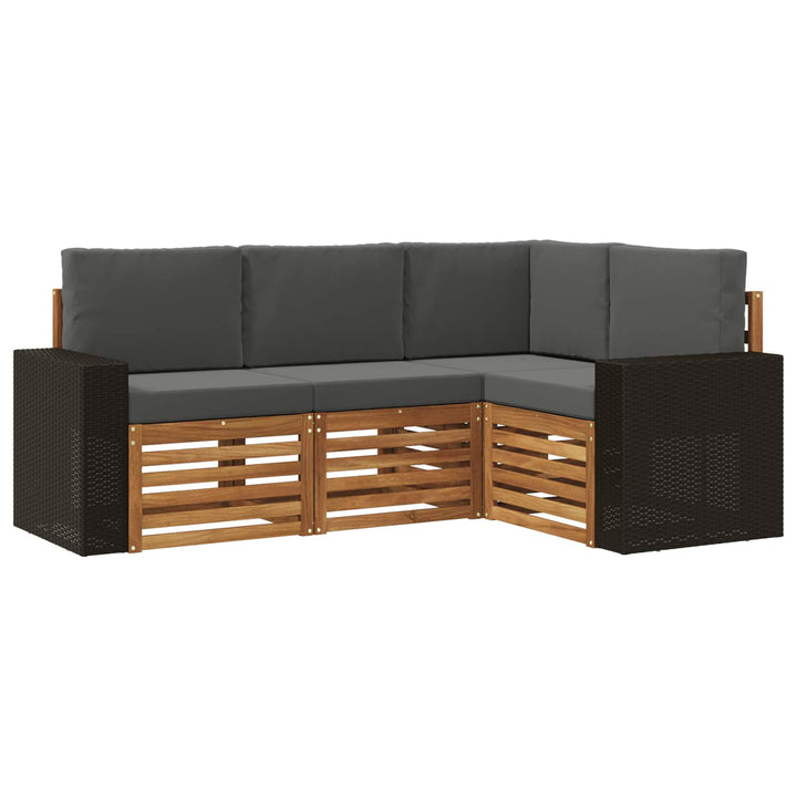 Sofasæt med pude 4 pcs Massivt Akacietræ