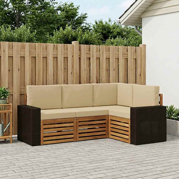 Sofasæt med pude 4 pcs Massivt Akacietræ