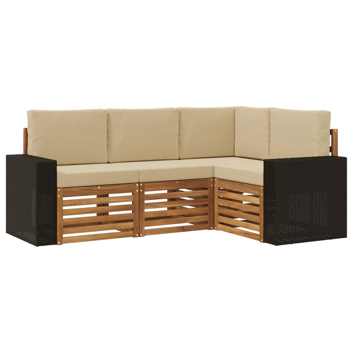 Sofasæt med pude 4 pcs Massivt Akacietræ